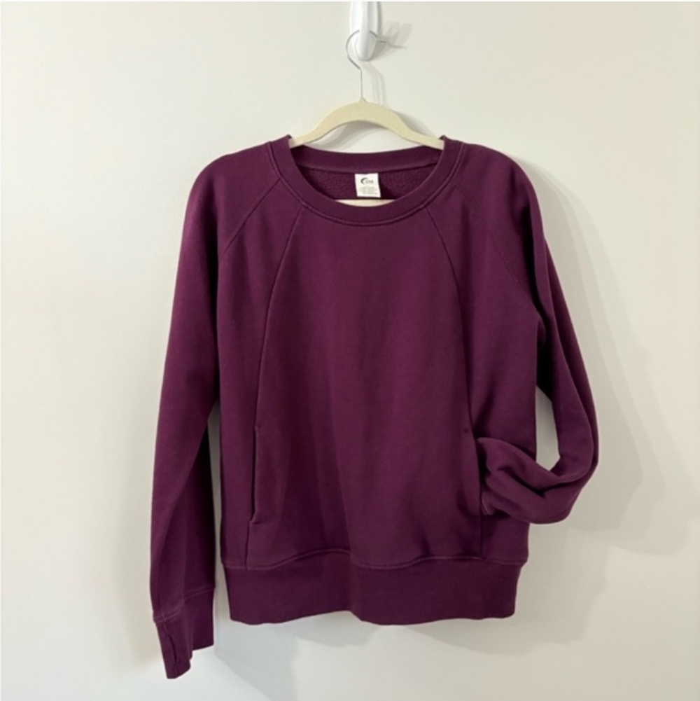 ZYIA Oh So Soft Perfect Crewneck With Pockets Deep Plum Womens L Athleisure - Picture 2 of 4